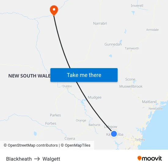 Blackheath to Walgett map