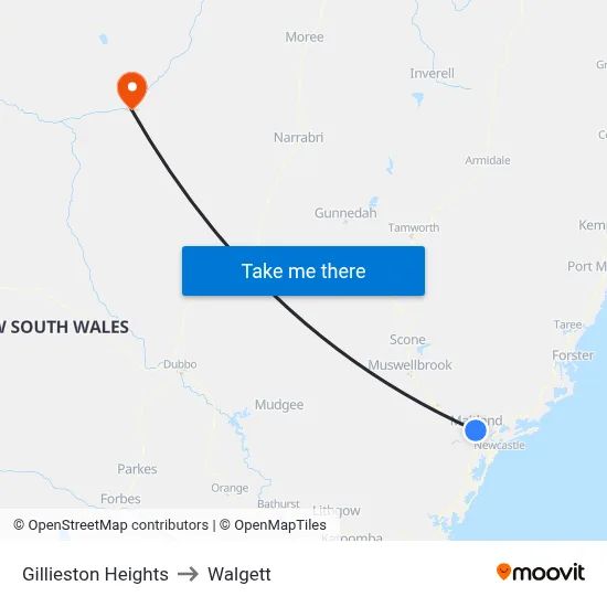 Gillieston Heights to Walgett map