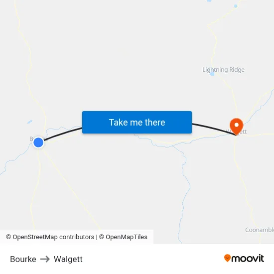 Bourke to Walgett map