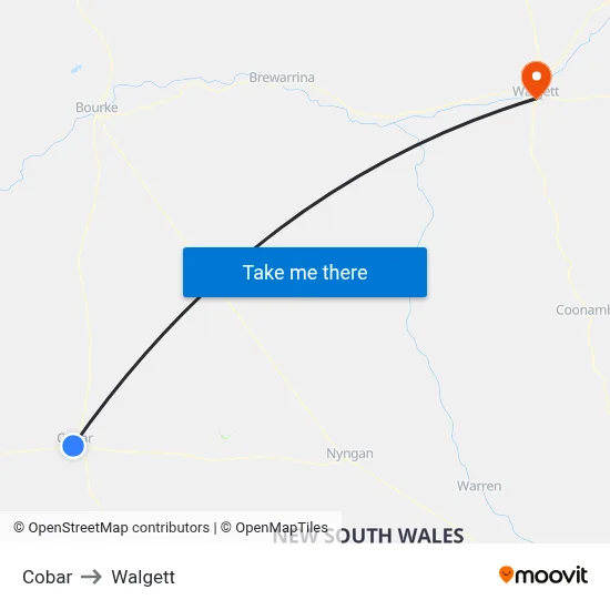 Cobar to Walgett map