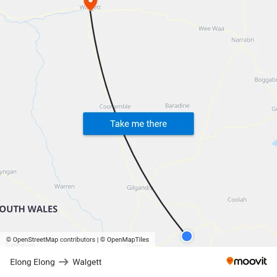 Elong Elong to Walgett map