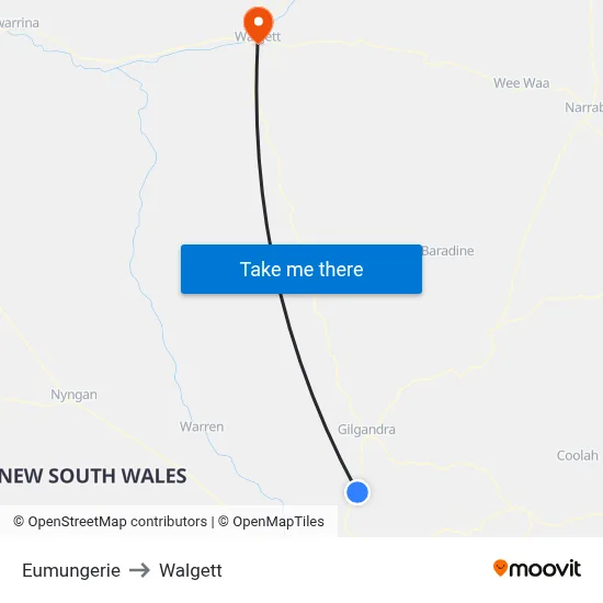 Eumungerie to Walgett map