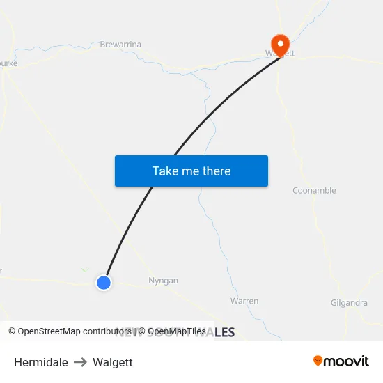 Hermidale to Walgett map