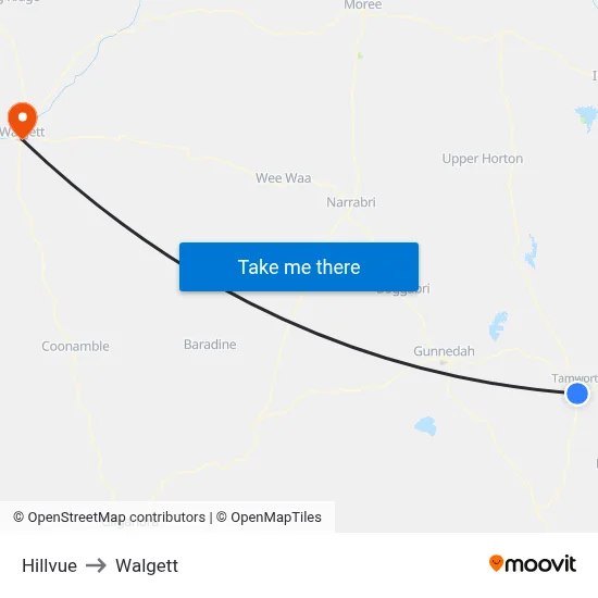 Hillvue to Walgett map