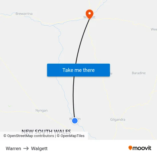 Warren to Walgett map