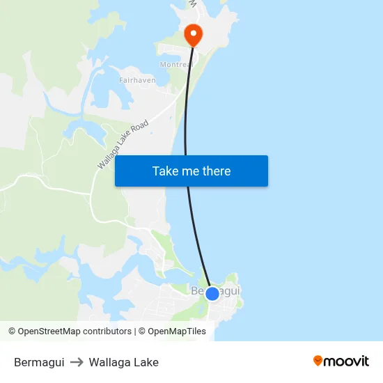 Bermagui to Wallaga Lake map