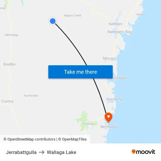 Jerrabattgulla to Wallaga Lake map