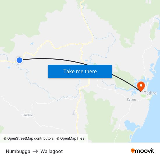 Numbugga to Wallagoot map