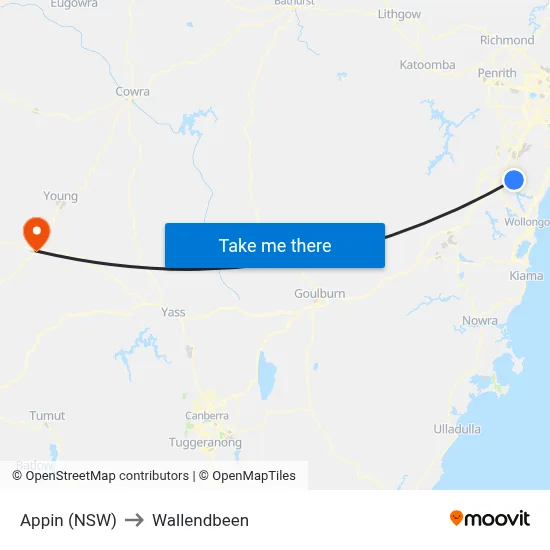 Appin (NSW) to Wallendbeen map