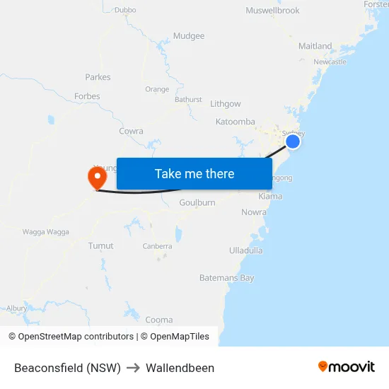 Beaconsfield (NSW) to Wallendbeen map
