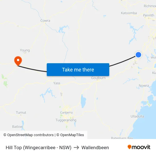 Hill Top (Wingecarribee - NSW) to Wallendbeen map
