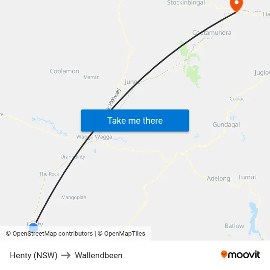 Henty (NSW) to Wallendbeen map