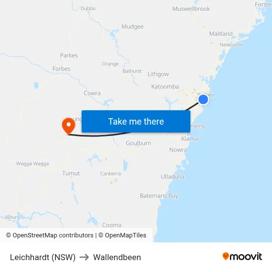 Leichhardt (NSW) to Wallendbeen map
