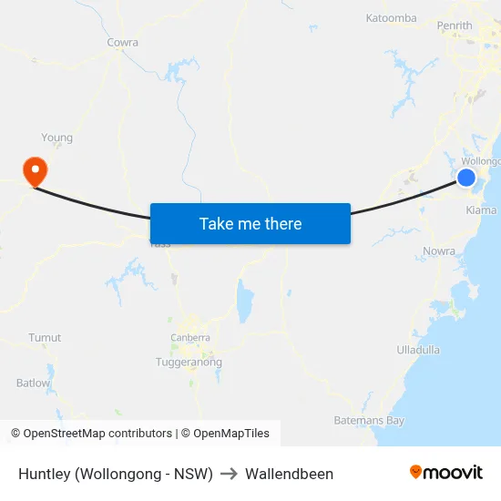 Huntley (Wollongong - NSW) to Wallendbeen map