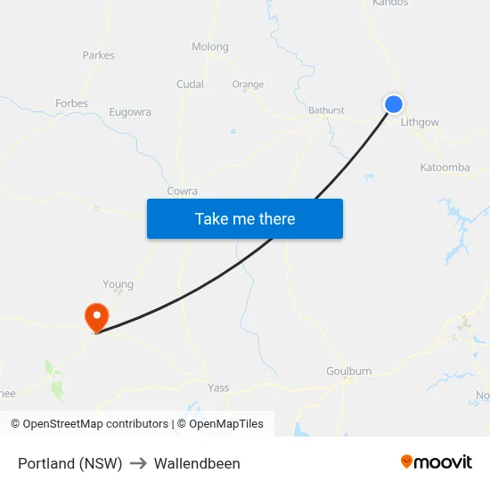 Portland (NSW) to Wallendbeen map