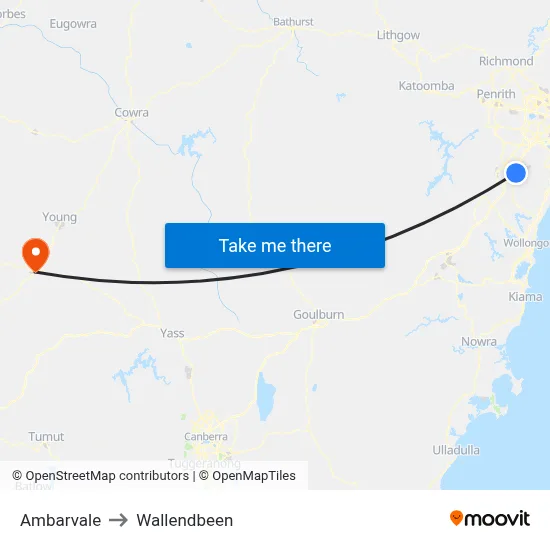 Ambarvale to Wallendbeen map