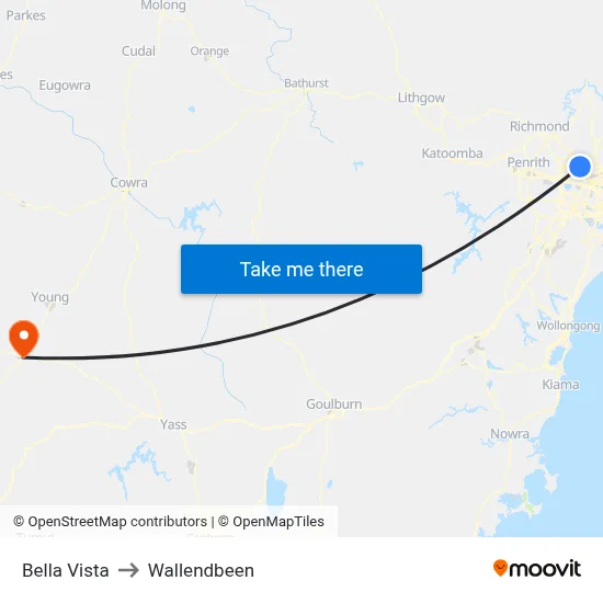 Bella Vista to Wallendbeen map