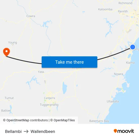 Bellambi to Wallendbeen map