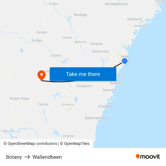 Botany to Wallendbeen map