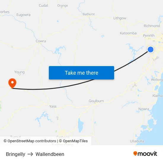 Bringelly to Wallendbeen map