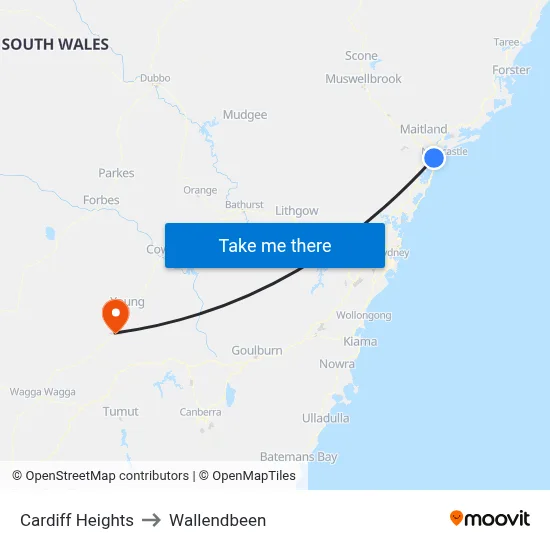 Cardiff Heights to Wallendbeen map