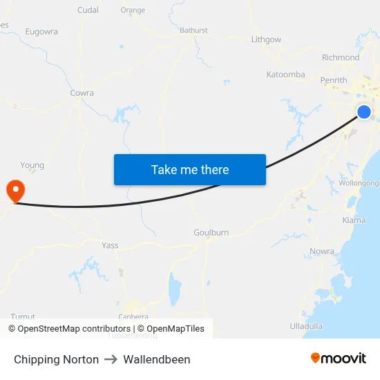 Chipping Norton to Wallendbeen map