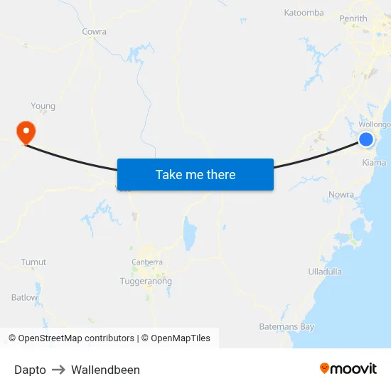 Dapto to Wallendbeen map