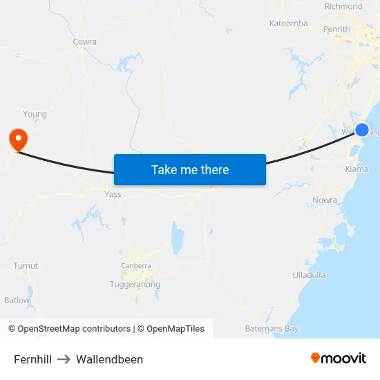 Fernhill to Wallendbeen map