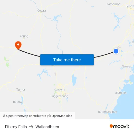 Fitzroy Falls to Wallendbeen map