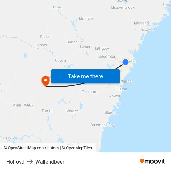 Holroyd to Wallendbeen map