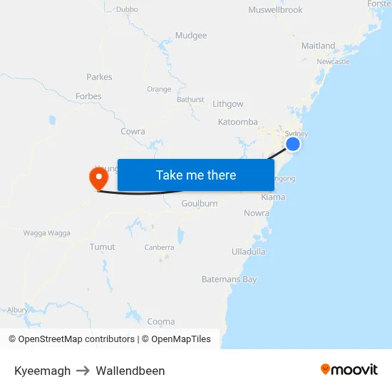 Kyeemagh to Wallendbeen map