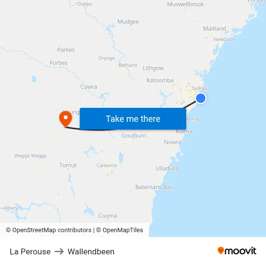 La Perouse to Wallendbeen map