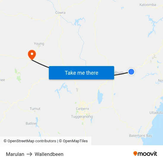 Marulan to Wallendbeen map