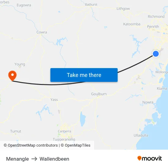 Menangle to Wallendbeen map