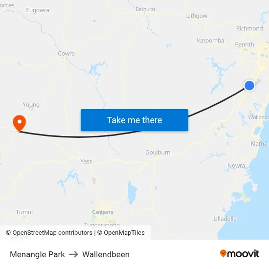 Menangle Park to Wallendbeen map