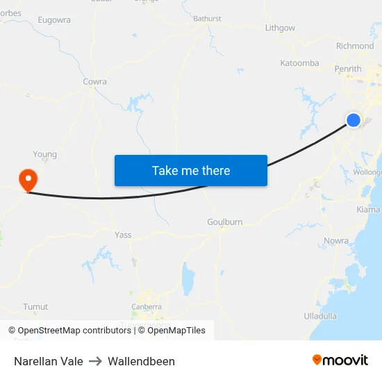 Narellan Vale to Wallendbeen map