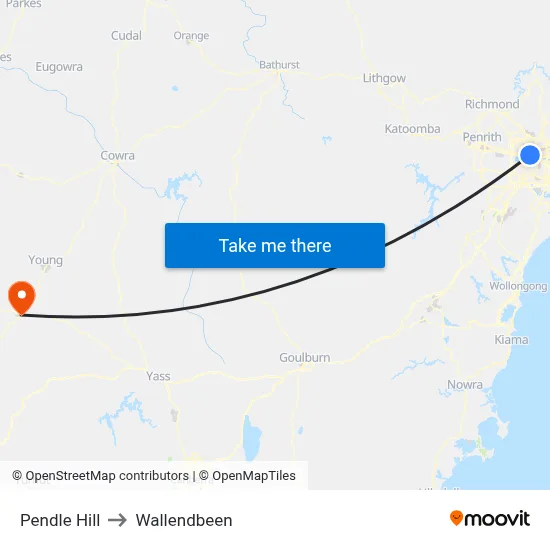 Pendle Hill to Wallendbeen map