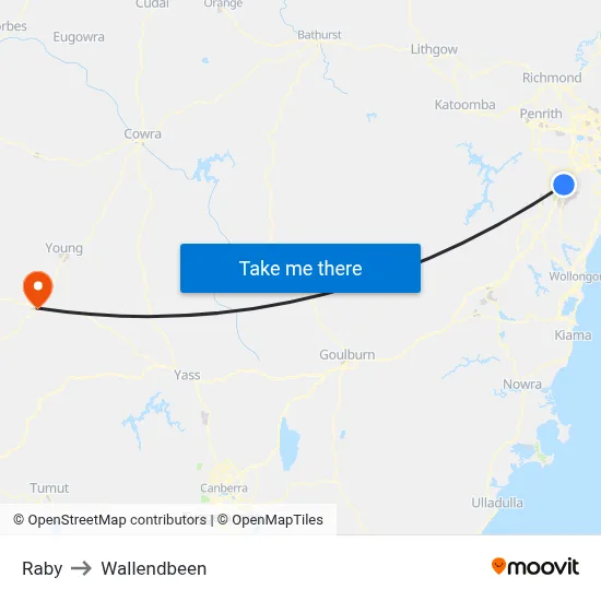 Raby to Wallendbeen map