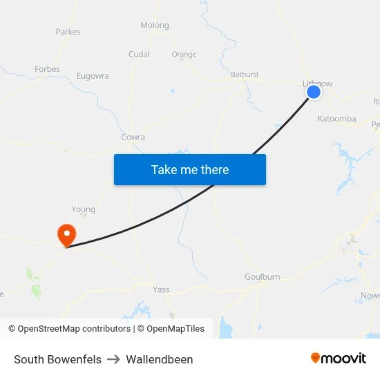 South Bowenfels to Wallendbeen map