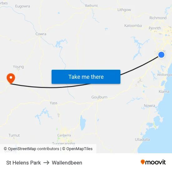 St Helens Park to Wallendbeen map