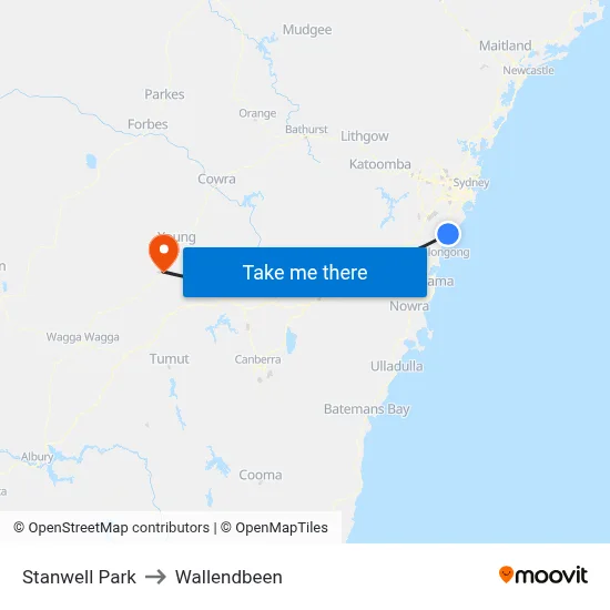 Stanwell Park to Wallendbeen map