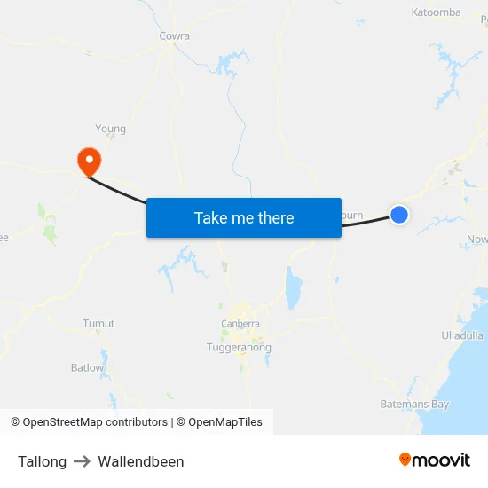 Tallong to Wallendbeen map