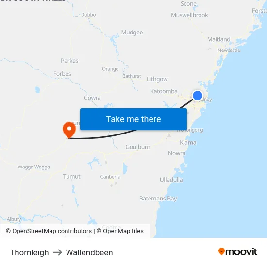 Thornleigh to Wallendbeen map