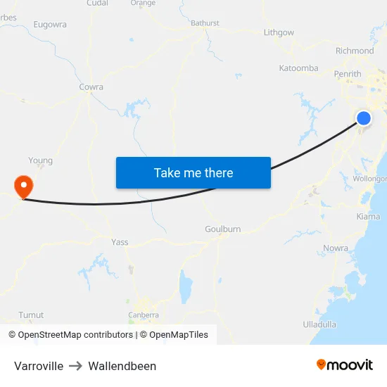 Varroville to Wallendbeen map