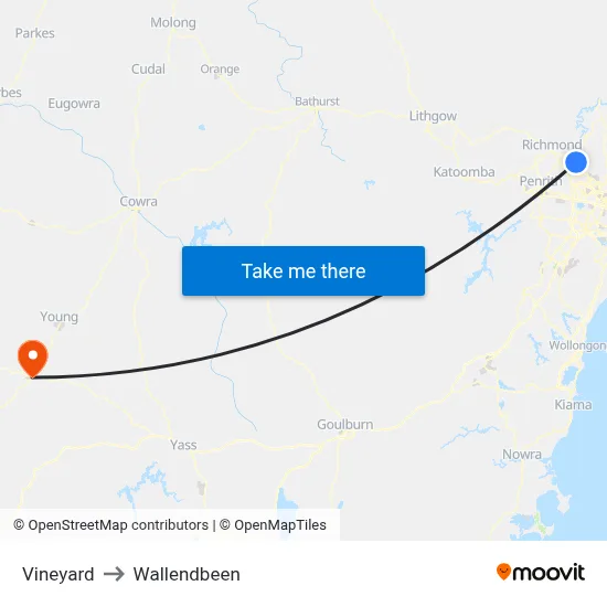 Vineyard to Wallendbeen map