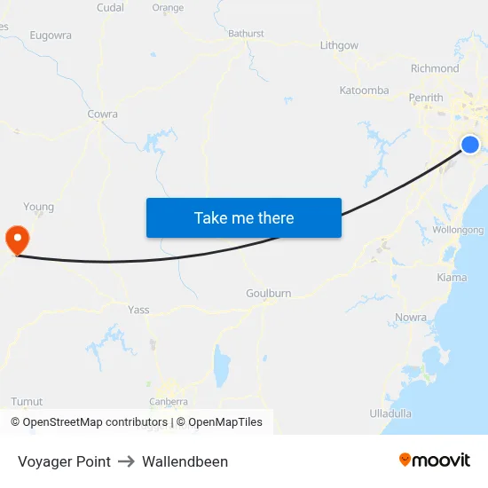 Voyager Point to Wallendbeen map