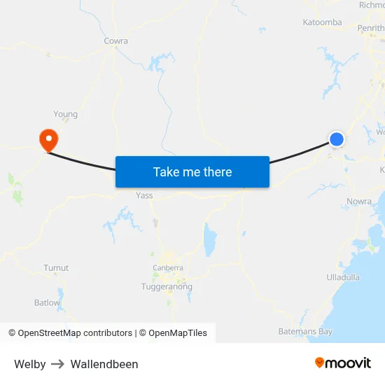 Welby to Wallendbeen map