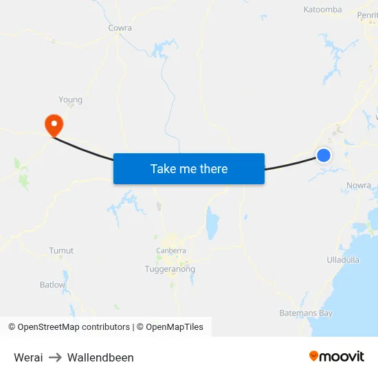 Werai to Wallendbeen map