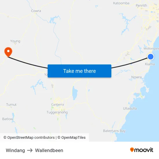 Windang to Wallendbeen map