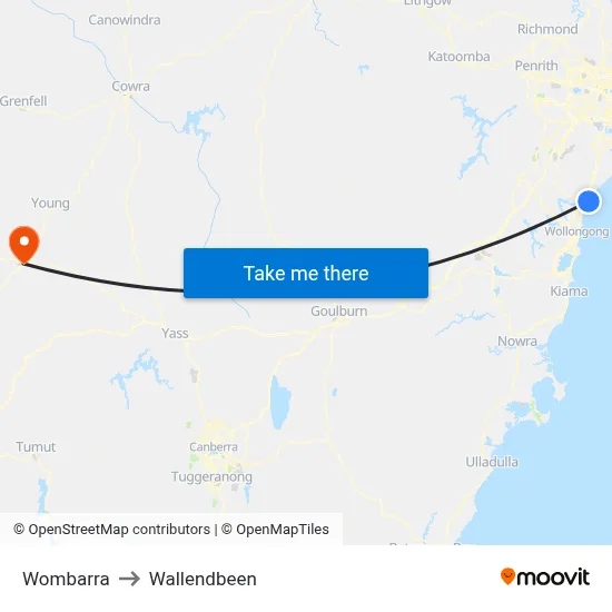 Wombarra to Wallendbeen map